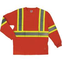 Long Sleeve Safety T-Shirt, Cotton, X-Small, High Visibility Orange Equipex