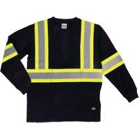 Long Sleeve Safety T-Shirt, Cotton, X-Small, Black Equipex