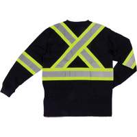 Long Sleeve Safety T-Shirt, Cotton, X-Small, Black Equipex
