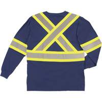 Long Sleeve Safety T-Shirt, Cotton, X-Small, Navy Blue Equipex