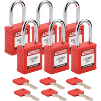Velocity Lockout Padlocks, Red, Keyed Alike, Nylon, 1-1/2" Width Equipex