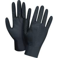 Gants d'examen de poids lourd &agrave; prise tactile, Petit, Nitrile, 8 mils, Sans poudre, Noir Equipex