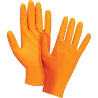 Gants d'examen de poids lourd &agrave; prise tactile, T-Grand, Nitrile, 8 mils, Sans poudre, Orange Equipex