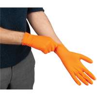 Gants d'examen de poids lourd &agrave; prise tactile, T-Grand, Nitrile, 8 mils, Sans poudre, Orange Equipex