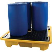 Palette de d&eacute;versements pour quatre barils, Capacit&eacute; de d&eacute;versement 66 gal. US, 57,5" x 57,5" x 12" Equipex