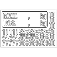 G.V.W. Truck Number Kit, Assorted Numbers/Letters/Punctuation, White Equipex