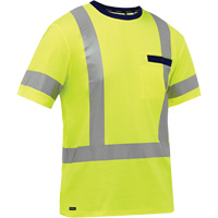 Bisley&reg; X-Back Short Sleeve Shirt, Poly-Cotton, Small, High Visibility Lime-Yellow Equipex