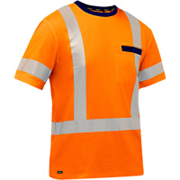 Bisley&reg; X-Back Short Sleeve Shirt, Poly-Cotton, Small, High Visibility Orange Equipex