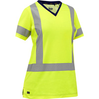 Bisley&reg; Women's X-Back Short Sleeve Shirt, Poly-Cotton, Small, High Visibility Lime-Yellow Equipex