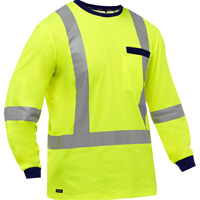 Bisley&reg; X-Back Long Sleeve Shirt, Poly-Cotton, Small, High Visibility Lime-Yellow Equipex