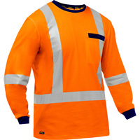 Bisley&reg; X-Back Long Sleeve Shirt, Poly-Cotton, Small, High Visibility Orange Equipex