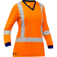 Bisley&reg; Women's X-Back Long Sleeve Shirt, Poly-Cotton, Small, High Visibility Orange Equipex