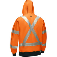 Bisley&reg; X-Back Full Zip Hooded Sweatshirt with Sherpa Lining, Small, High Visibility Orange Equipex