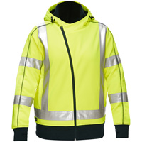 Bisley&reg; X-Back Women's Contoured Full Zip Hooded Sweatshirt with Sherpa Lining, Small, High Visibility Lime-Yellow Equipex