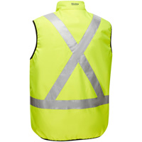 Veste bouffante r&eacute;versible avec X au dos Bisley, Jaune lime haute visibilit&eacute;, Petit, Polyester Equipex