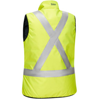 Veste bouffante, enveloppante et r&eacute;versible avec X au dos Bisley pour femmes, Jaune lime haute visibilit&eacute;, Petit, Polyester Equipex