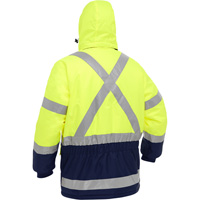 Bisley&reg; X-Back Extreme Cold Jacket with Navy Bottom, Polyester, High Visibility Lime-Yellow, Small Equipex