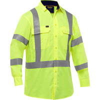 Bisley&reg; X-Back Long Sleeve Work Shirt with X-Airflow, Poly-Cotton, Small, High Visibility Lime-Yellow Equipex