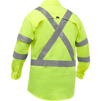 Bisley&reg; X-Back Long Sleeve Work Shirt with X-Airflow, Poly-Cotton, Small, High Visibility Lime-Yellow Equipex