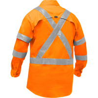 Bisley&reg; X-Back Long Sleeve Work Shirt with X-Airflow, Poly-Cotton, Small, High Visibility Orange Equipex