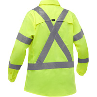 Bisley&reg; X-Back Women's Long Sleeve Work Shirt with X-Airflow, Poly-Cotton, Small, High Visibility Lime-Yellow Equipex