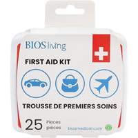 Trousse de premiers soins pour la maison et le voyage de 25 morceaux, Boîte en plastique Equipex