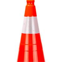 C&ocirc;ne de signalisation de premi&egrave;re qualit&eacute;, 28", Orange, Bande(s) r&eacute;fl&eacute;chissante(s) 4" Equipex