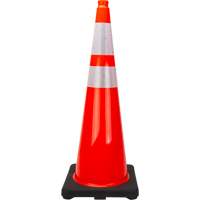 C&ocirc;ne de signalisation de premi&egrave;re qualit&eacute;, 36", Orange, Bande(s) r&eacute;fl&eacute;chissante(s) 4" & 6" Equipex