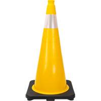 C&ocirc;ne de signalisation de premi&egrave;re qualit&eacute;, 28", Jaune, Bande(s) r&eacute;fl&eacute;chissante(s) 4" Equipex