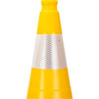 C&ocirc;ne de signalisation de premi&egrave;re qualit&eacute;, 28", Jaune, Bande(s) r&eacute;fl&eacute;chissante(s) 4" Equipex