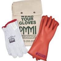 Rubber Electrical Insulating Glove Kit, ASTM Class 0, Size 8, 11" L Equipex