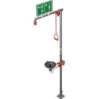Douche combin&eacute;e avec cuvette ouverte en acier inoxydable et entr&eacute;e sup&eacute;rieure, Socle Equipex