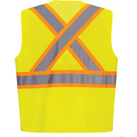 Contrast-Striped Safety Vest, High Visibility Lime-Yellow, Small, Polyester Equipex