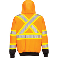 Contrast-Striped Safety Hoodie, Small, Black/High Visibility Orange Equipex
