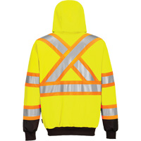 Contrast-Striped Safety Hoodie, Small, Black/High Visibility Lime-Yellow Equipex