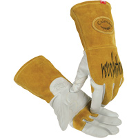 Caiman&reg; Premium TIG/MIG Welder's Gloves with FR Insulated Split Cowhide Back, Grain Goatskin, Size Small Equipex