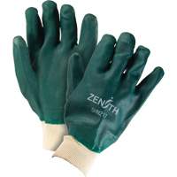 Double Dipped Green Gloves, 10" L, PVC, Cotton Jersey Inner Lining, 70-mil Equipex