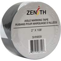 Aisle Marking Tape, 2" x 108', PVC, Noir et blanc Equipex