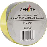 Aisle Marking Tape, 2" x 108', PVC, Noir et jaune Equipex