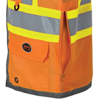 Veste de s&eacute;curit&eacute; pour arpenteur Pioneer avec fermeture &agrave; glissi&egrave;re et dos en maille, Orange haute visibilit&eacute;, Petit, Polyester Equipex