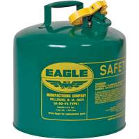 Bidon de s&eacute;curit&eacute; pour les combustibles, Type I, Acier galvanis&eacute;, 5 gal. US, Vert, Homologu&eacute; FM/List&eacute; UL/ULC Equipex
