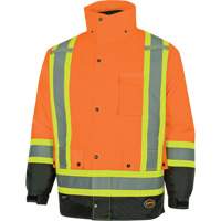 5056 Pioneer&reg; Yukon 7-in-1 Waterproof Winter Safety Parka, Polyester, Black/High Visibility Orange, X-Small Equipex