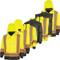5057 Pioneer&reg; Yukon 7-in-1 Waterproof Winter Safety Parka, Polyester, Black/High Visibility Lime-Yellow, X-Small Equipex