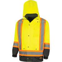 5057 Pioneer&reg; Yukon 7-in-1 Waterproof Winter Safety Parka, Polyester, Black/High Visibility Lime-Yellow, X-Small Equipex