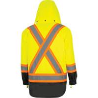 5057 Pioneer&reg; Yukon 7-in-1 Waterproof Winter Safety Parka, Polyester, Black/High Visibility Lime-Yellow, X-Small Equipex