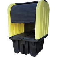 Yellow Roll Top Hardcover Spill Pallet, 65" L x 65" W x 101" H, 5000 lbs. Load Capacity Equipex