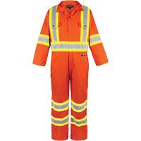 High-Visibility Unlined Coveralls, Small, High Visibility Orange Equipex