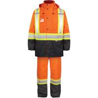 Ensemble de pluie haute visibilit&eacute; en tissu 150 deniers, Polyester, Petit, Orange haute visibilit&eacute; Equipex