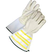 High-Visibility Utility Gloves with 6.25" Cuff, Small, Grain Cowhide Palm Equipex