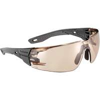 Lunettes de s&eacute;curit&eacute; RUSH+ 2.0 avec monture noire et grise, M/G, Lentille Cuivre, Antibu&eacute;e/Anti-&eacute;gratignures, ANSI Z87+ Equipex
